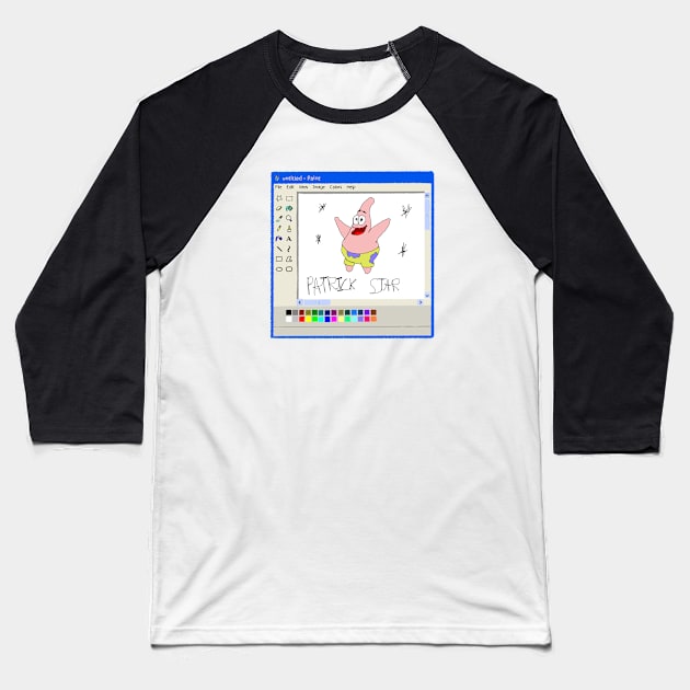 Patrick star ms paint drawing Baseball T-Shirt by Cyniclothes